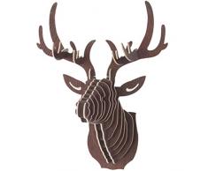 TINTON LIFE Creative Animal Head Wanddekoration des Eingangs DIY 3D Puzzle Hirschkopf Wanddekoration walnuss