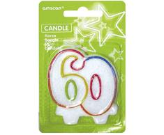 amscan Geburtstags Kerze Glitter Glitzer Wunschzahl (Zahl 60)