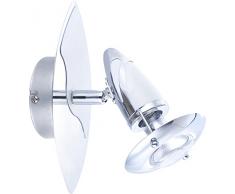 Globo Strahler Metall, chrom weiÃ, Schalter, B x H: 170 x 200, exklusiv 1 x E14 R50, 40 W, 230 V 5438-1