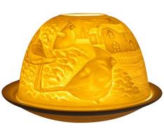 Himmlische Düfte Geschenkartikel GmbH Seidenschwanz Windlicht, Porzellan, Weiss, 12x12x8 cm