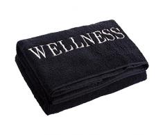 aqua-textil Wellness Saunatuch 80 x 200 cm Uni schwarz Baumwolle Frottee Sauna Handtuch Strandtuch