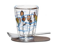 Ritzenhoff A Cuppa Day Espressoglas, Glas, schwarz/braun/blau/gelb, 5.7 cm