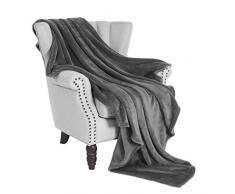 Exclusivo Mezcla Große Flanell-Samt Decke und Bettdecke - Verschiedene Größen und Farben Traditionell Throw(50x60) dunkelgrau