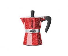 Bialetti 0005612 Espressokocher 3 Tassen, Aluminium, rot, 20 cm