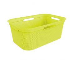 Rotho Brisen Wäschekorb 40l, Kunststoff (PP), Lime grün, 40 Liter (59,6 x 39,6 x 23,2 cm)