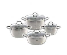 Fissler valea / Edelstahl-Topfset, 4-teilig, Kochtopf-Set, Töpfe mit Glas-Deckel, Induktion, alle Herdarten (3 Kochtöpfe, 1 Bratentopf)