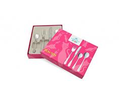 Gerlach G05-038KP-ZEST-04PU-S1S1-01 Kids Bon TON Kinderbesteck 4-teilig Katzen Edelstahl Rostfrei, 18/10 Steel