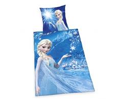 Herding DISNEY DIE EISKÖNIGIN Bettwäsche-Set, Wendemotiv, Bettbezug 135 x 200 cm, Kopfkissenbezug 80 x 80 cm, Flanell/Biber