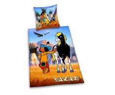 Herding Yakari Bettwäsche-Set, Wendemotiv, Bettbezug 135 x 200 cm, Kopfkissenbezug 80 x 80 cm, Baumwolle/Renforcé