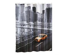 MSV Anti-Schimmel Duschvorhang - Anti-Bakteriell, waschbar, wasserdicht, mit 12 Duschvorhangringen - Polyester, „New York“ 180x200cm