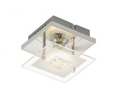 Briloner Leuchten Deckenleuchte, Deckenlampe, Deckenstrahler, 1 x LED GU10, 3 Watt, 250 Lumen, Glas teilmattiert, eckig, chrom, Metall, W, 12 x 12 x 9 cm