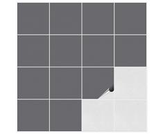 FoLIESEN Fliesenaufkleber fÃ¼r Bad und KÃ¼che - 15x15 cm - silbergrau matt - 50 Fliesensticker fÃ¼r Wandfliesen