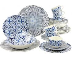 Creatable, 19925, Serie Marrakesch Blue, Geschirrset 30 teilig Kombiservice, Stein, Mehrfarbig, 40 x 32.5 x 32 cm, Einheiten