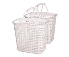 IRIS, 2er-Set Wäschekörbe / Wäschesammler / Wäscheboxen LB-L, Kunststoff, weiß, 44,5 x 31,5 x 40 cm