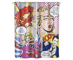 WENKO 22805100 Anti-Schimmel Duschvorhang Pop Art Flex, Anti-Bakteriell, wasserabweisend, waschbar, schimmelresistent mit integrierter Hängeeinrichtung, Polyester, 200 x 180 cm, Mehrfarbig