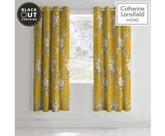 Catherine Lansfield Canterbury Ösenvorhang, Baumwollmischung, Ocker, Eyelet Curtains-66x90 Inch