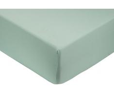 AmazonBasics Spannbetttuch, Baumwoll, Satin Fadenzahl 400, knitterarm, 180 x 200 x 30 cm - Meeresgrün