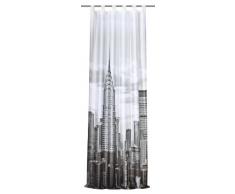 Home Fashion 48639-896 Schlaufenschal Digitaldruck New York, schwarz-weiß/Dekostoff-Seidenoptik 245 x 120 cm