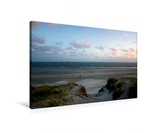 Premium Textil-Leinwand 90 cm x 60 cm quer, Abenddämmerung am Strand | Wandbild, Bild auf Keilrahmen, Fertigbild auf echter Leinwand, Leinwanddruck: In Blà¥vand an Dänemarks Westküste (CALVENDO Natur);CALVENDO Natur