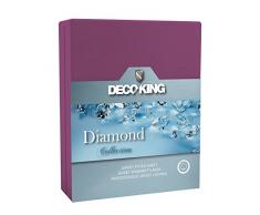DecoKing Jersey Spannbettlaken 180x200-200x220 cm violett 100% Baumwolle Wasserbett Boxspringbett Spannbetttuch Bettlaken Betttuch Diamond Collection
