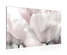 Bilder Blumen Tulpen Wandbild Vlies - Leinwand Bild XXL Format Wandbilder Wohnzimmer Wohnung Deko Kunstdrucke Rosa Grau 1 Teilig - MADE IN GERMANY - Fertig zum Aufhängen 203914c