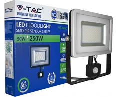 V-TAC SKU.5701 LED Fluter 50W IP44 schwarz VT-4850 PIR, Kunststoff und andere Materialien, Höhe x Breite x Tiefe: 237 mm x 255 mm x 51 mm
