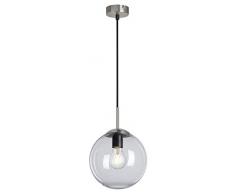 Briloner Leuchten - Pendelleuchte, Pendellampe mit rundem klaren Glas, Metall, 40 Watt, Matt-Nickel