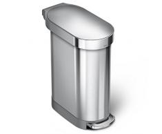 simplehuman, 45 Liter, schmaler Treteimer, gebürsteter Stahl, 10 Jahre Garantie