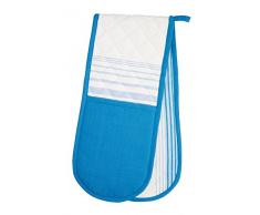 Kitchen Craft Jacquard Stripe Bedruckte Doppel Ofenhandschuhe, Baumwolle, Creme/blau, 1 x 87 x 18.5 cm