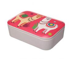 Puckator Lama Brotdose Llamapalooza weiß/pink, Bedruckt, 100% Bambusfaser/Silikon.