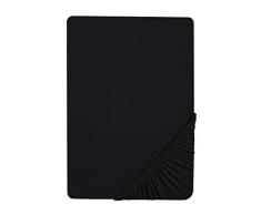 biberna 77155 Jersey-Stretch Spannbetttuch, nach Ãko-Tex Standard 100, ca. 140 x 200 cm bis 160 x 200 cm, schwarz
