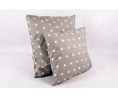 1buy3 Kissenbezug Sterne grau 40cmx 40cm aus 100% Baumwolle mit Reißverschluss