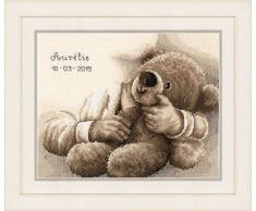 Vervaco Stickpackung erster Teddy, Zählmuster Zählmusterpackung, Baumwolle, Mehrfarbig, 25 x 20 x 0,3 cm