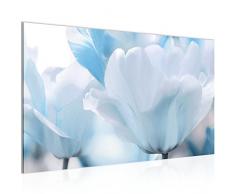 Bild Blumen Tulpen Wandbild Vlies - Leinwand Bilder XXL Format Wandbilder Wohnzimmer Wohnung Deko Kunstdrucke Blau 1 Teilig - MADE IN GERMANY - Fertig zum Aufhängen 203914b