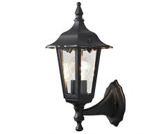 Konstsmide Firenze 7232-750 Wandleuchte / B: 19cm T: 22cm H: 36cm / 1x60W / IP43 / lackiertes Aluminium / matt-schwarz