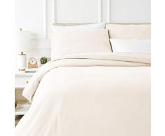 AmazonBasics - Bettwäsche-Set, Fein-Biber, 200 x 200 cm, Beige