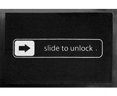 Slide to Unlock - Fußmatte in schwarz, mit Rutschfester Gummi-Rückseite