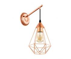 EGLO Wandlampe Tarbes, 1 flammige Vintage Wandleuchte im Retro Look, Material: Stahl, Farbe: Kupfer, schwarz, Fassung: E27
