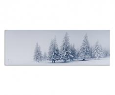 Panoramabild auf Leinwand und Keilrahmen 150x50cm Winterwald Schnee Landschaft Nebel