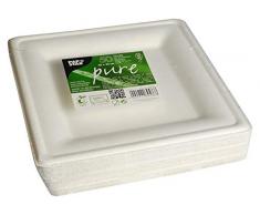 Papstar Pappteller / Einwegteller weiß, eckig pure (50 Stück) aus Zuckerrohr, 20 x 20 cm, geeignet für festliche Anlässe wie Geburtstage & Feiern, biologisch abbaubares Einweggeschirr, #84586