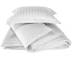 De Witte Lietaer Bettwäsche Zygo Bettbezug + 1 Kissenbezug mit Lenkrad gekämmte Baumwolle weiß 140 x 220 cm