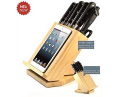 CS Kochsysteme Messerblock 056940 Schneidwaren, Edelstahl, 8-teilig, schwarz, 38 x 28,3 x 39,4 cm