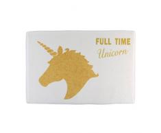 axentia Badematte Einhorn weiß/gold, weicher Badteppich aus Flanell in edler Optik, rutschfester Duschvorleger mit Schaumstofffüllung, waschbare Duschmatte mit Einhornmotiv