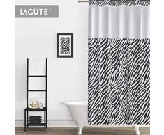 LAGUTE Duschvorhang mit Haken, ohne Haken, Abnehmbarer Einsatz, durchsichtige Oberseite, maschinenwaschbar, Zebramuster