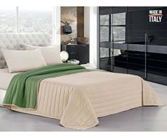 Elegant Sommer Steppdecke dunkel grün/creme, 100% Mikrofaser, 260x270cm