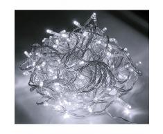 48er LED Strom Lichterkette für außen Lichtfarbe kaltweiss Kabel transparent