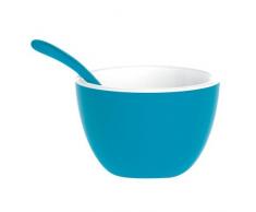 ZAK Duo Schälchen Ø 7,5 cm & Löffel 10 cm, 2-er Set, blau/weiss
