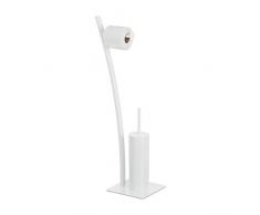 Relaxdays weiß, Garnitur, Toilettenpapierhalter, Bürste, WC-Bürstenhalter, hygienisch, HxBxT: 78x29x20 cm, White, Standard