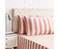 AmazonBasics - Kissenbezüge, Jersey, 2er-Pack, breite Streifen, 40 x 80 cm, Rot