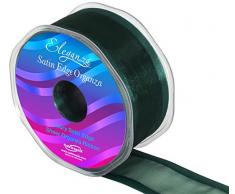 Eleganza 38 mm x 25 m Geschenkband aus Organza mit Satin-Einfassung, Grün 50